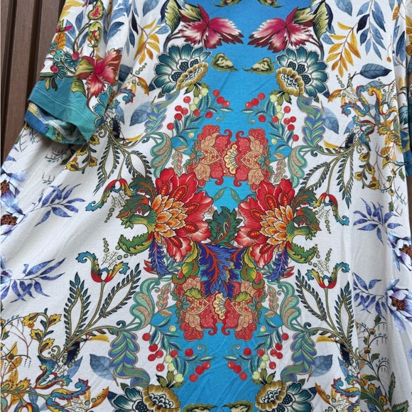 Johnny Was Multicolor Floral Short Sleeve Top - Picture 7 of 8